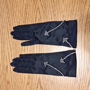Black Gloves with Rhinestones